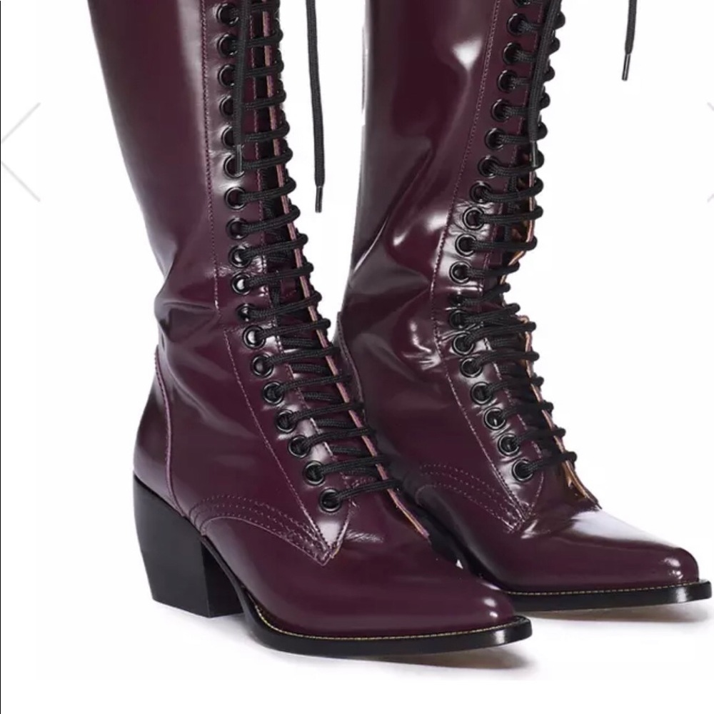 Chloé Rilee lace-up knee high leather boots